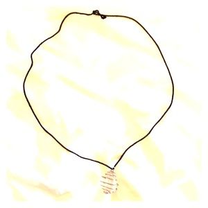 Black String Necklace With A Spiral Sphere Charm